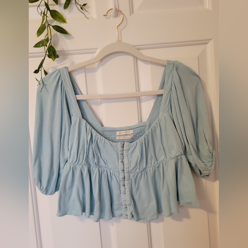 Urban Outfitters Cropped Light Blue Blouse